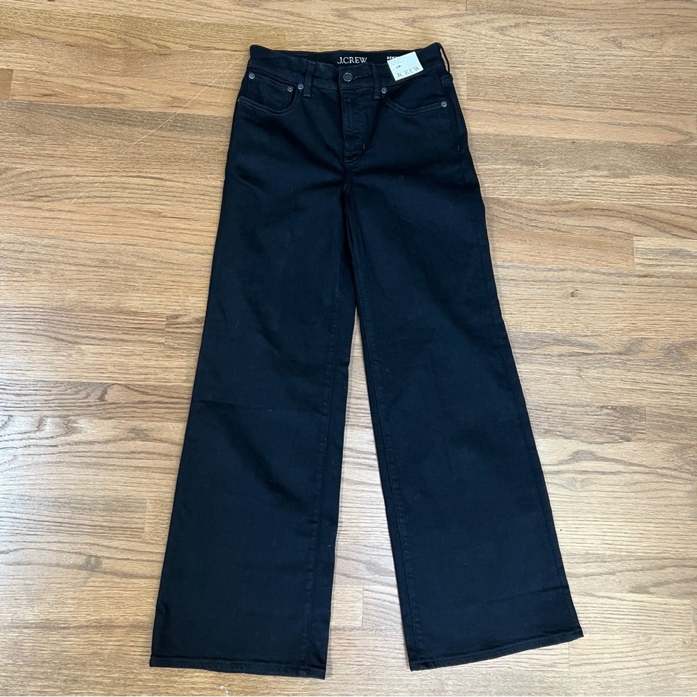 J. Crew Black High-Rise Wide Leg Jeans Sz 24P - Picture 10 of 14